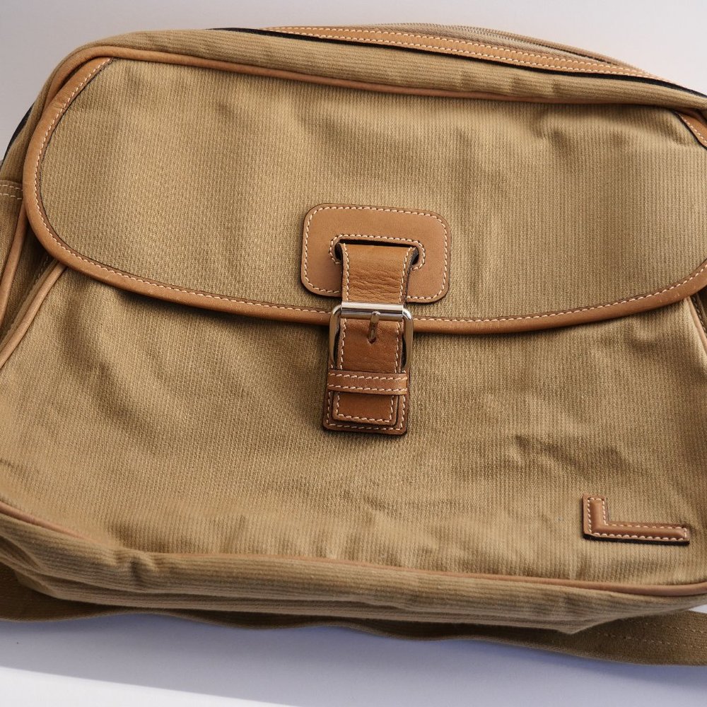 Vintage Lancel Canvas Messenger Shoulder Bag